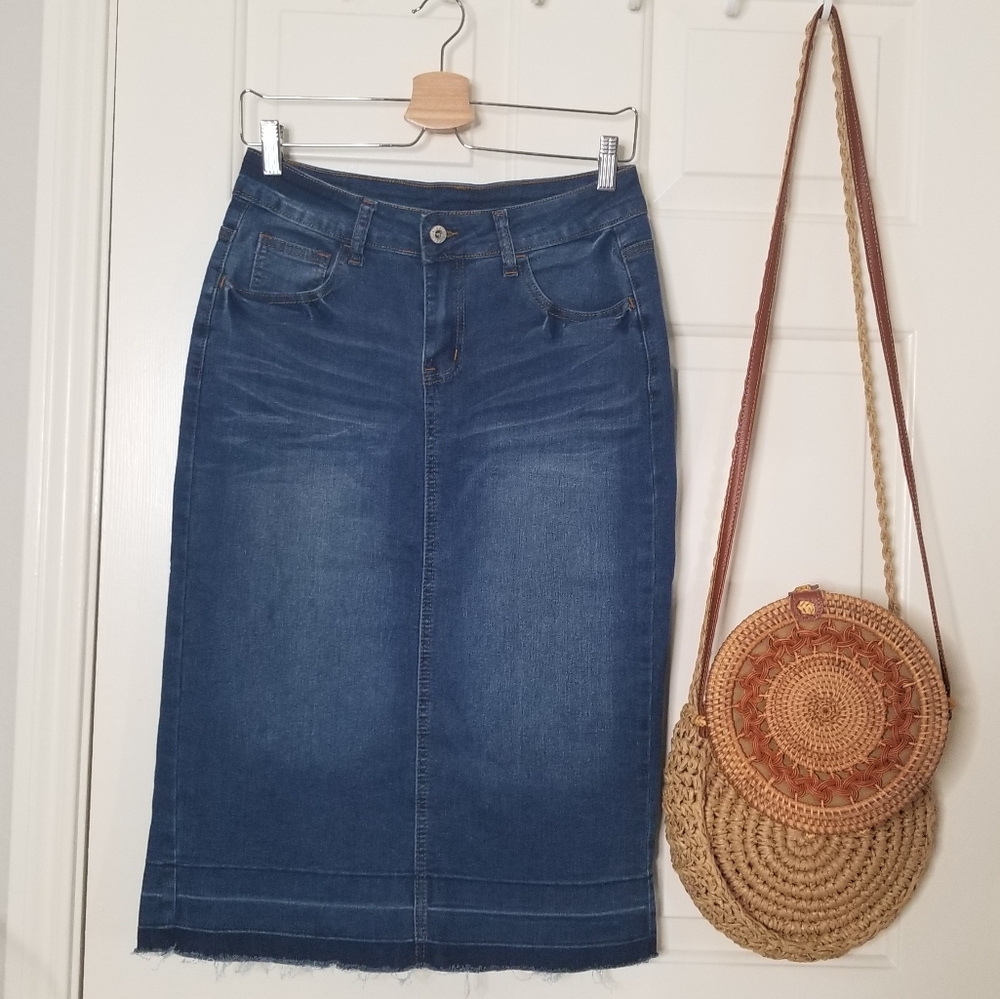 Jean midi skirt